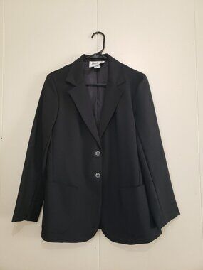 Vtg Malouf of Dallas Womens 10 Blazer Suit Jacket Black Dacron Polyester Office